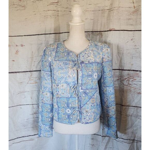 Anthropologie Dolan Bow Front Linen Quilted Lady Jacket Size Medium NWT - Picture 3 of 8